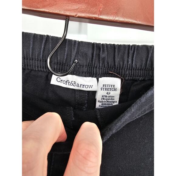 Croft & Barrow Women Black Wide Leg Cotton Stretch Mid Rise Jeans Capris Size 4P - Picture 3 of 4